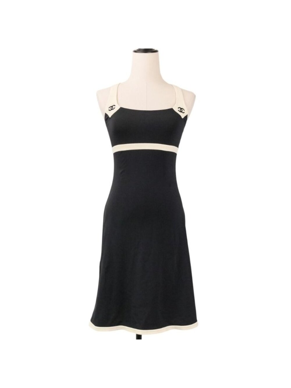 Chanel 96C Maillot Logo CC Sleeveless Dress Navy